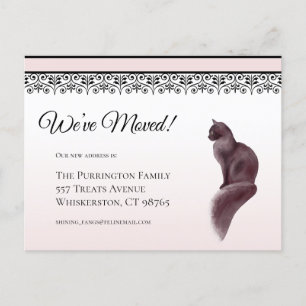 Elegante Katze Wir haben rosa Änderung der Adresse Postkarte