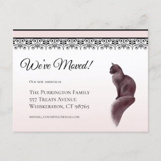 Elegante Katze Wir haben rosa Änderung der Adresse Postkarte