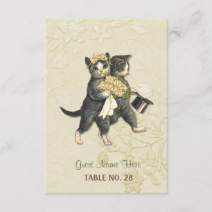 Elegante Katzen Elfenbeinfarbenes Tischkarten-Hoch Einladung