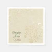 Elegante Katzen Hochzeit Elfenbein Papier Serviett
