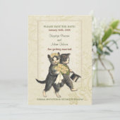 Elegante Katzen-Hochzeit Save the Date (Stehend Vorderseite)