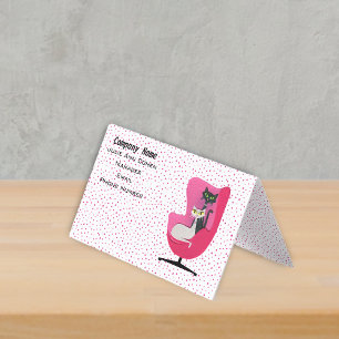 Elegante Katzen Mid-Century-Rosa-Sessel-Polka-Punk Visitenkarten