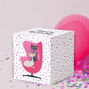 Elegante Katzen Mid Century Sessel Punkte Geburtst Geschenkschachtel