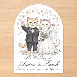 Elegante Katzenpaar-Hochzeitseinladung anpassbar Acryleinladungen