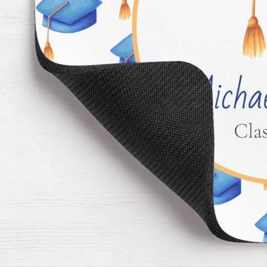 Elegante Keepake Blue High School Abschluss Mousepad (Ecke)