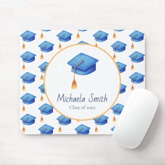 Elegante Keepake Blue High School Abschluss Mousepad (Mit Mouse)