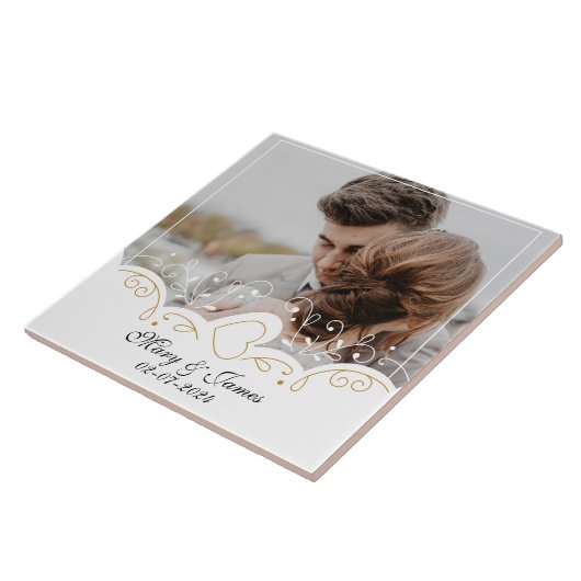 Elegante Keepake Erinnerungen Groom Newlyweds Fliese (Seite)