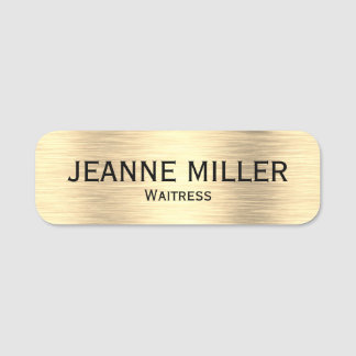 Elegante Kellnerin Black and Gold Name Tag Namensschild