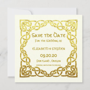 Elegante keltische Hochzeit Elfenbein Faux Gold ke Save The Date
