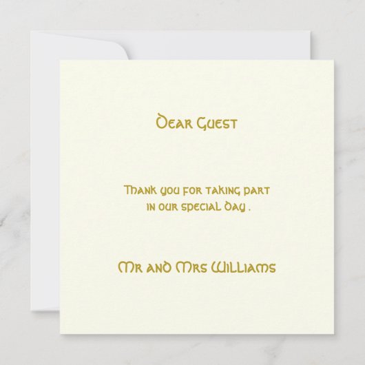 Elegante keltische Hochzeiten Elfenbeinkühe Imitat Dankeskarte (Rückseite)