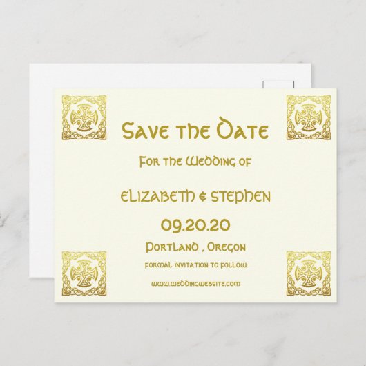 Elegante keltische Hochzeiten Elfenbeinkühe Imitat Postkarte (Vorne/Hinten)