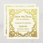 Elegante keltische Hochzeiten Elfenbeinkühe Imitat Save The Date (Vorne/Hinten)