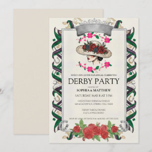 Elegante Kentucky Derby-Party-Blumen-Einladung Einladung