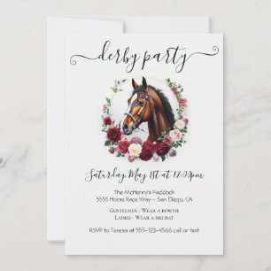 Elegante Kentucky Derby-Party-Einladung Florale Hu Einladung