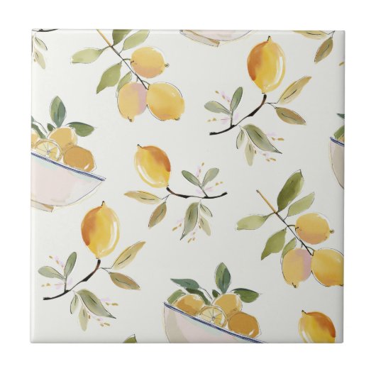 Elegante Keramikfliese mit Zitrone (Vorderseite)