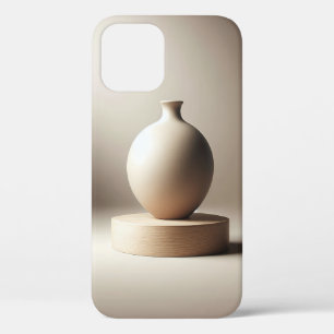 Elegante Keramikvase auf rundem Holzfuß Minimalist Case-Mate iPhone Hülle