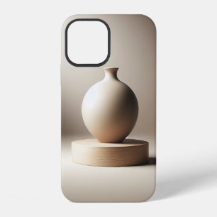Elegante Keramikvase auf rundem Holzfuß Minimalist iPhone 12 Hülle