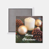 Elegante Kerze mit Kiefernkonen Magnet (Vorderseite/Rückseite)