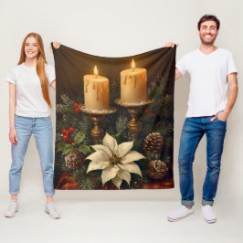 Elegante Kerze Weihnachten Stechpalme Kiefer warm  Fleecedecke