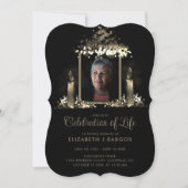 Elegante Kerzen Rahmen Foto Feier des Lebens Einladung (Vorderseite)
