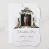 Elegante Kerzen Rahmen Foto Feier des Lebens Einladung (Vorderseite)