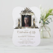 Elegante Kerzen Rahmen Foto Feier des Lebens Einladung (Stehend Vorderseite)