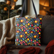 Elegante Khokhloma-inspirierte Blumen-Tasche