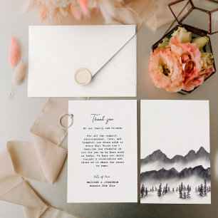 Elegante Kiefer Berg Baum Einfache Hochzeit Dankeskarte