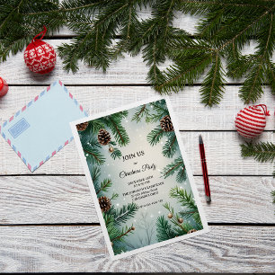 Elegante Kiefern & Zapfen Weihnachten Einladung