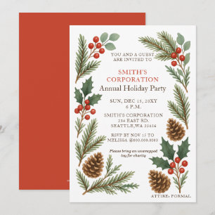 Elegante Kiefernbeeren Firmenweihnachtsfeier  Einladung