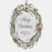 Elegante Kiefernwälder und Grünanlagen | Frohe Wei Ornament Karte (Links)