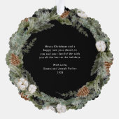 Elegante Kiefernwälder und Grünanlagen | Frohe Wei Ornament Karte (Rückseite)