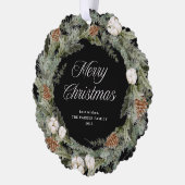 Elegante Kiefernwälder und Grünanlagen | Frohe Wei Ornament Karte (Links)