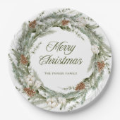 Elegante Kiefernwälder und Grünanlagen | Frohe Wei Pappteller (Vorderseite)