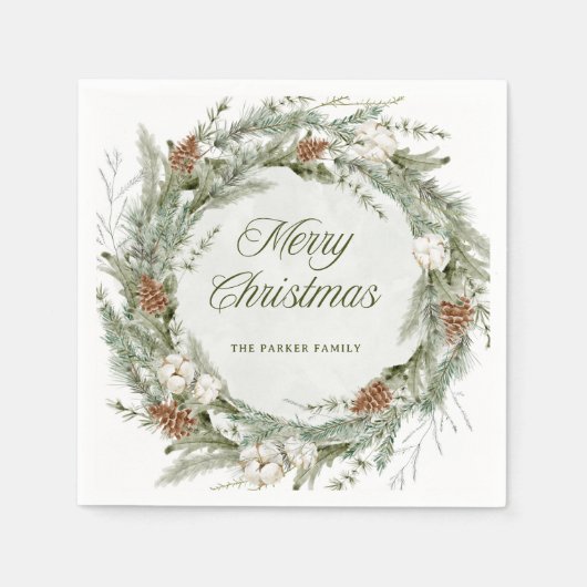 Elegante Kiefernwälder und Grünanlagen | Frohe Wei Serviette (Vorderseite)