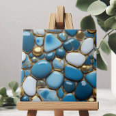 Elegante Kieselsteine mit blauen weißen und golden Fliese