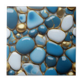 Elegante Kieselsteine mit blauen weißen und golden Fliese (Vorderseite)