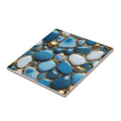 Elegante Kieselsteine mit blauen weißen und golden Fliese (Seite)