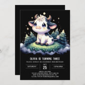 Elegante Kinder Kuh Geburtstag Einladung (Vorne/Hinten)