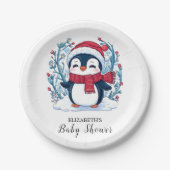 Elegante Kinder Penguin Baby-Dusche Pappteller (Vorderseite)