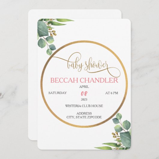 Elegante Kinderdusche Einladung (Vorne/Hinten)