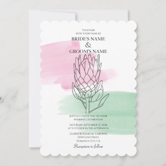 Elegante King Protea Einladung (Vorderseite)