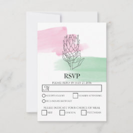 Elegante King Protea Watercolor Wedding RSVP Cards Karte
