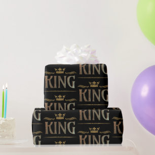 Elegante KING Royalty Lettering Crown Black Geschenkpapier