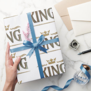 Elegante KING Royalty Lettering Crown Geschenkpapier