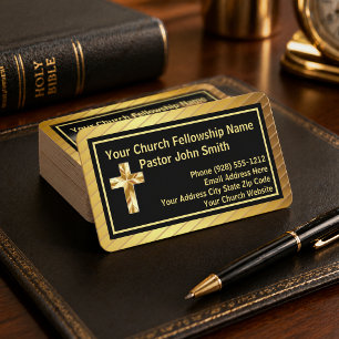 Elegante Kirche Pastor Gold Schwarz Geschäft Visitenkarte