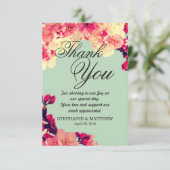 Elegante Kirschblüten auf rustikalem Aquamarinen Dankeskarte (Stehend Vorderseite)