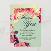 Elegante Kirschblüten auf rustikalem Aquamarinen Dankeskarte (Vorne/Hinten)