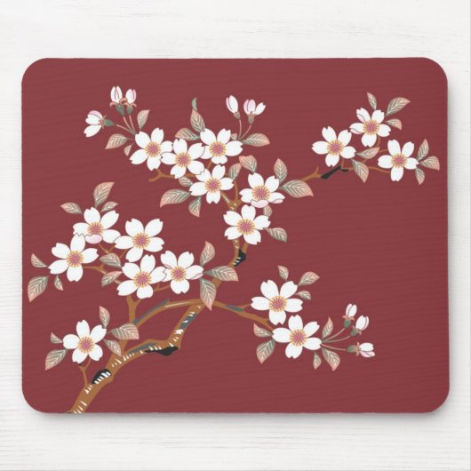 Elegante Kirschblüten-Blumen-Mauspad Mousepad (Vorne)