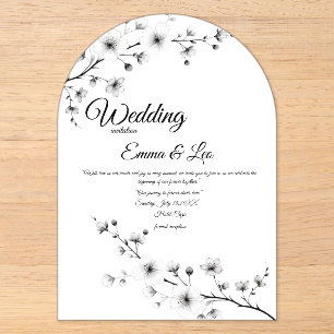 Elegante Kirschblüten-Bogen-Hochzeitseinladung Acryleinladungen